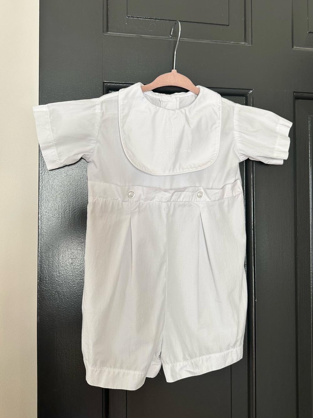 Baby Boy Baptism Cross Romper, 18 Months, "Little things mean a lot"